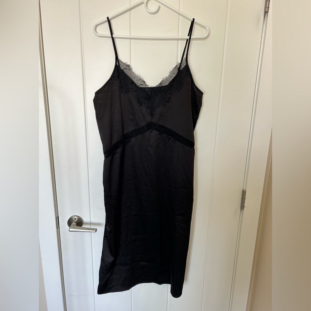 Brunette The Label S/M Black Slip Dress Lace Cutout